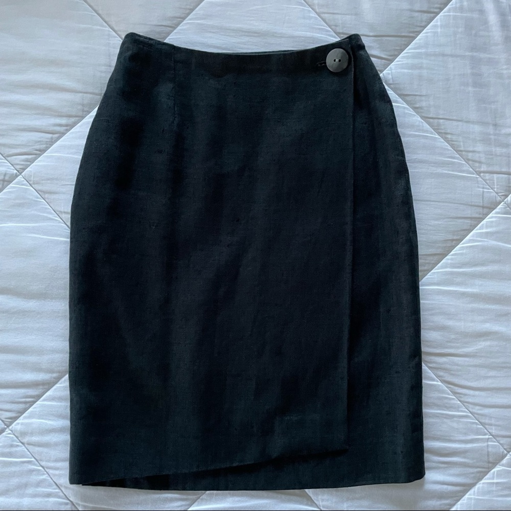 Vintage 100% Linen Wrap Pencil Skirt